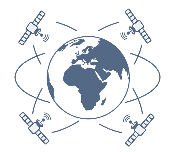 Satellites circling the globe